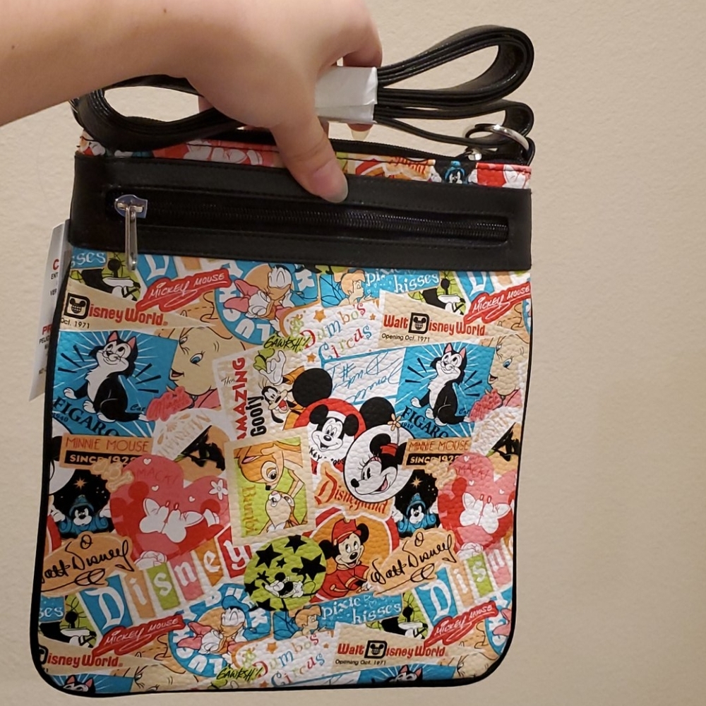 Disney world print collage crossbody bag NWT